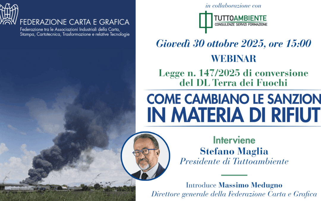 WEBINAR 30 ottobre 2025 – Come cambiano le sanzioni in materia di rifiuti